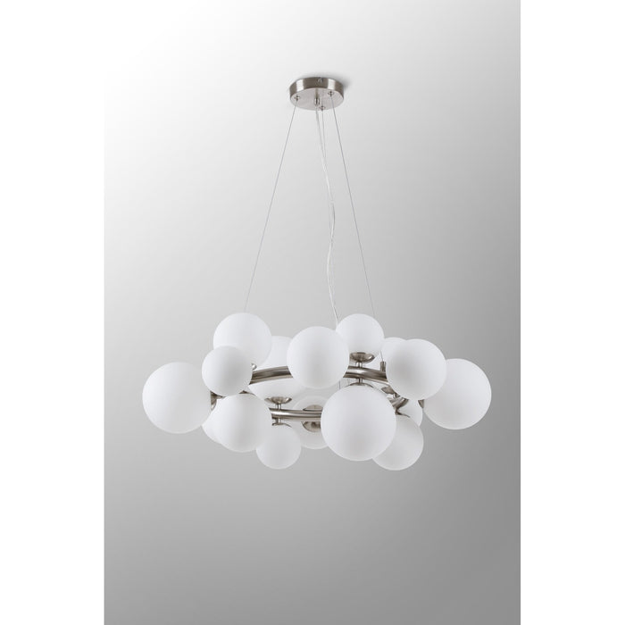 Nelson Lighting NL9059/OP9 Safady 16 Light Circular Pendant Satin Nickel Opal