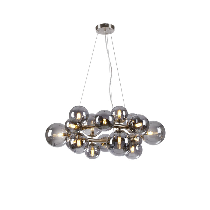 Nelson Lighting NL9059/SM9 Safady 16 Light Circular Pendant Satin Nickel Smoke Plated