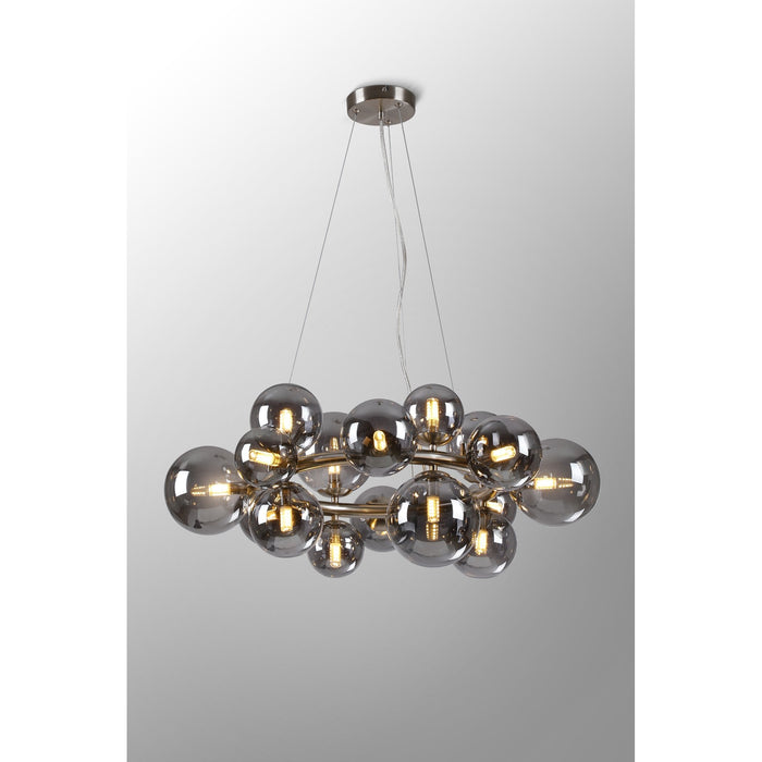 Nelson Lighting NL9059/SM9 Safady 16 Light Circular Pendant Satin Nickel Smoke Plated