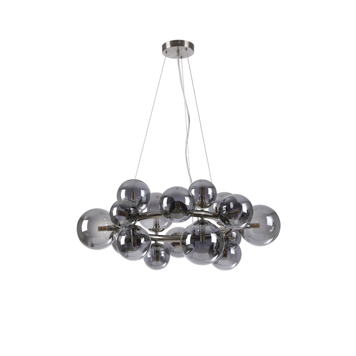 Nelson Lighting NL9059/SM9 Safady 16 Light Circular Pendant Satin Nickel Smoke Plated