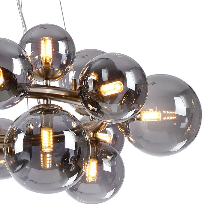 Nelson Lighting NL9059/SM9 Safady 16 Light Circular Pendant Satin Nickel Smoke Plated