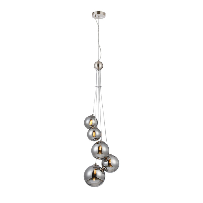 Nelson Lighting NL9060/CH9 Safady 5 Light Pendant Satin Nickel Chrome Plated