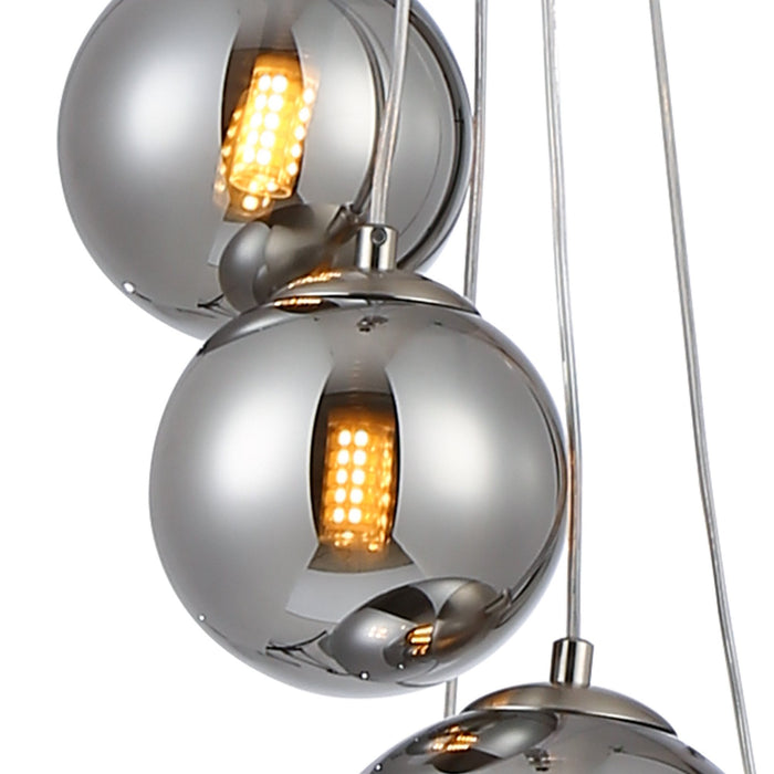 Nelson Lighting NL9060/CH9 Safady 5 Light Pendant Satin Nickel Chrome Plated