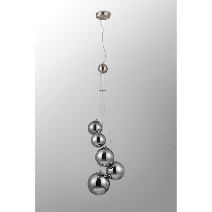 Nelson Lighting NL9060/CH9 Safady 5 Light Pendant Satin Nickel Chrome Plated