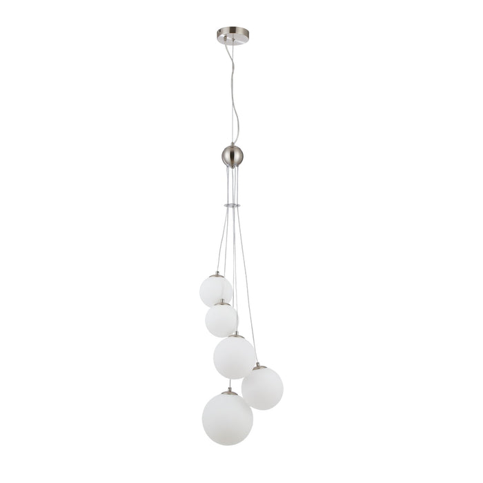 Nelson Lighting NL9060/OP9 Safady 5 Light Pendant Satin Nickel Opal