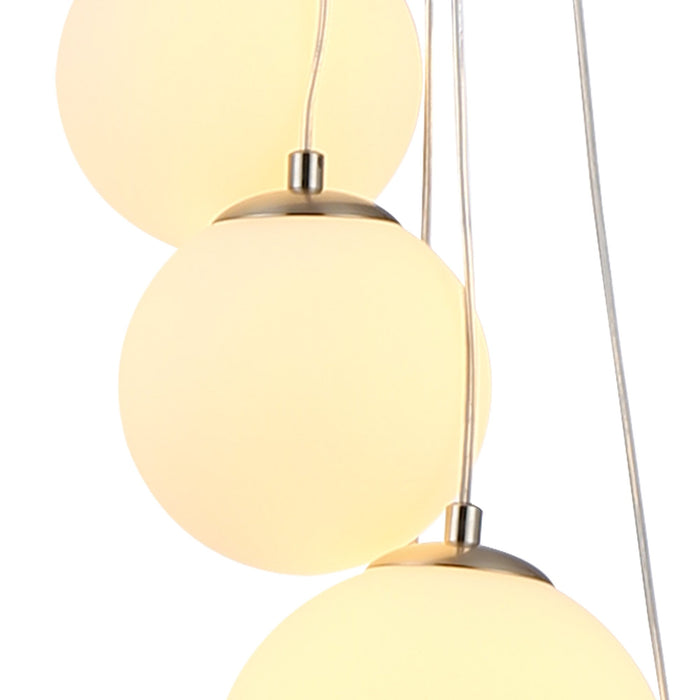 Nelson Lighting NL9060/OP9 Safady 5 Light Pendant Satin Nickel Opal