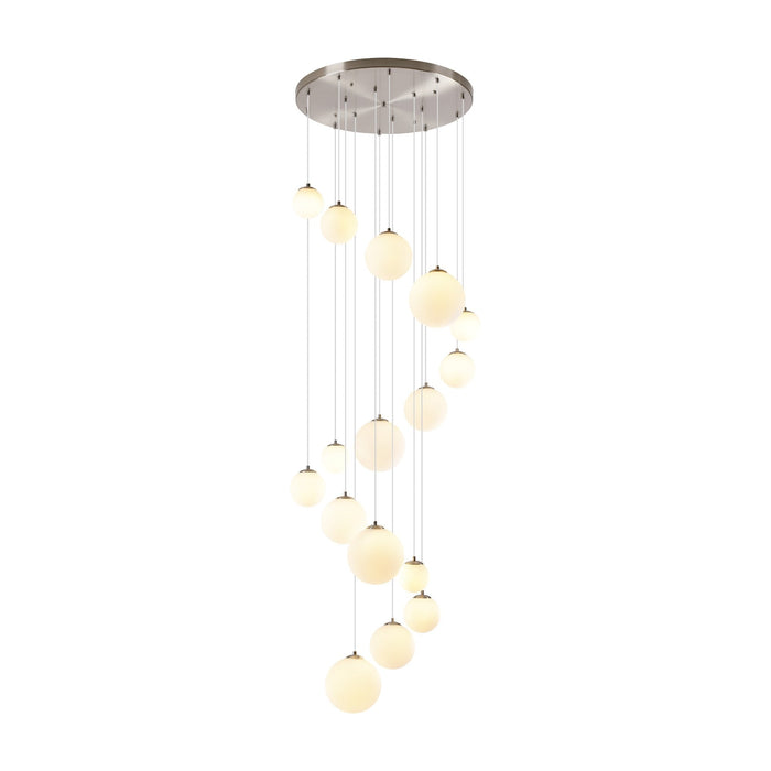 Nelson Lighting NL9061/OP9 Safady 16 Light Pendant Satin Nickel Opal