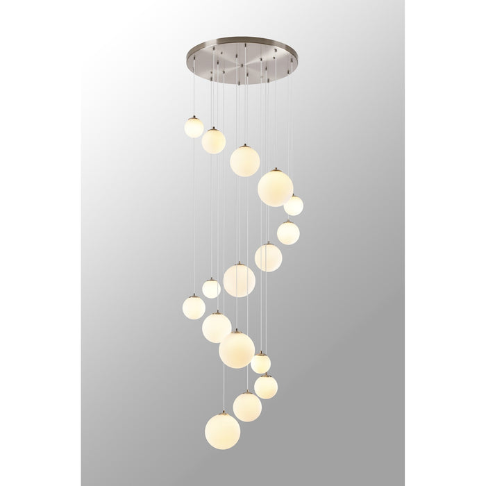 Nelson Lighting NL9061/OP9 Safady 16 Light Pendant Satin Nickel Opal