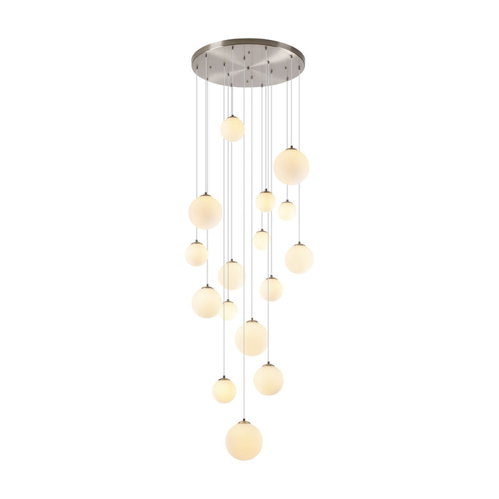 Nelson Lighting NL9061/OP9 Safady 16 Light Pendant Satin Nickel Opal