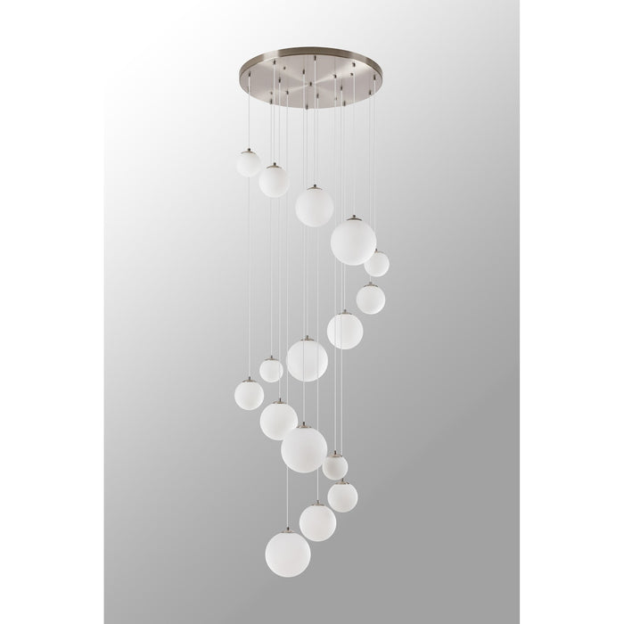 Nelson Lighting NL9061/OP9 Safady 16 Light Pendant Satin Nickel Opal