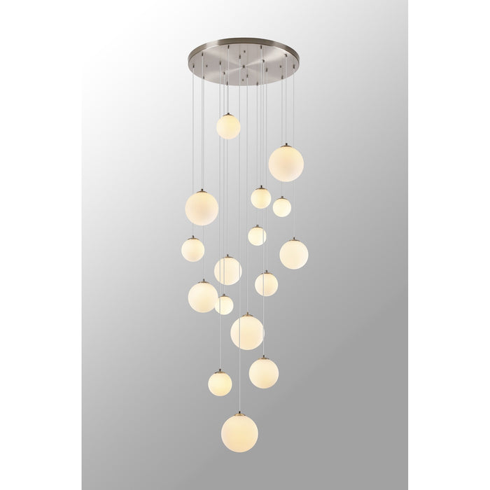 Nelson Lighting NL9061/OP9 Safady 16 Light Pendant Satin Nickel Opal