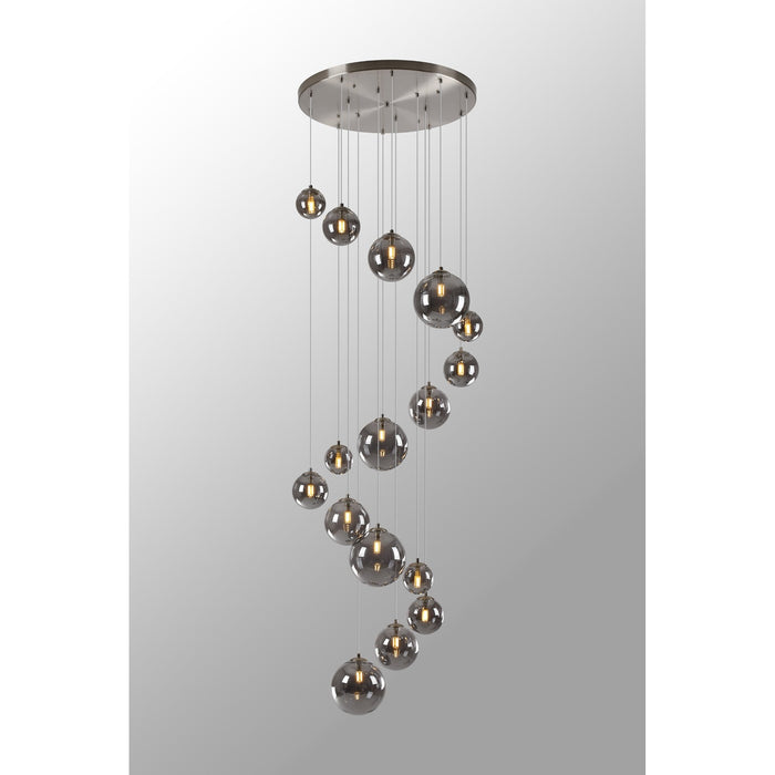 Nelson Lighting NL9061/SM9 Safady 16 Light Pendant Satin Nickel Smoke Plated