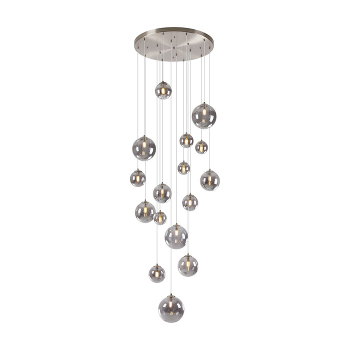 Nelson Lighting NL9061/SM9 Safady 16 Light Pendant Satin Nickel Smoke Plated