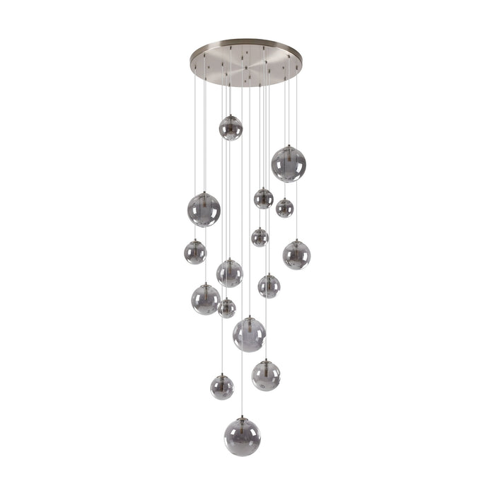 Nelson Lighting NL9061/SM9 Safady 16 Light Pendant Satin Nickel Smoke Plated