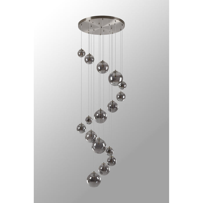 Nelson Lighting NL9061/SM9 Safady 16 Light Pendant Satin Nickel Smoke Plated