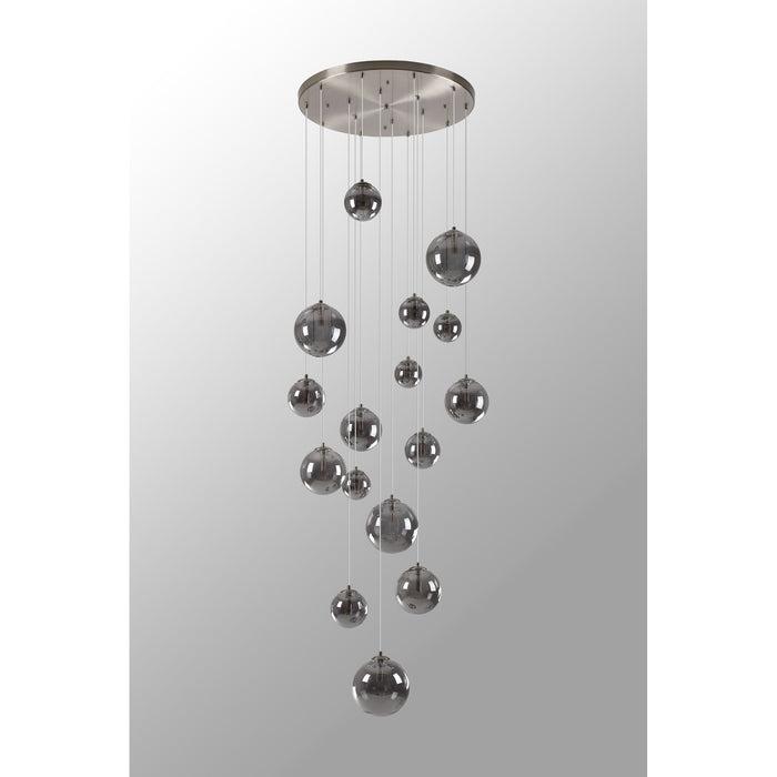 Nelson Lighting NL9061/SM9 Safady 16 Light Pendant Satin Nickel Smoke Plated