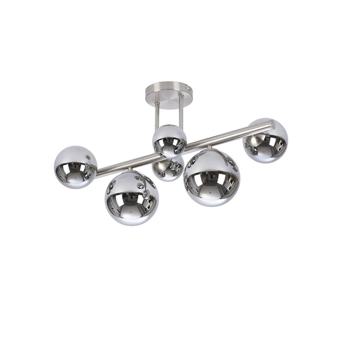 Nelson Lighting NL9062/CH9 Safady 6 Light Ceiling Light Satin Nickel Chrome Plated