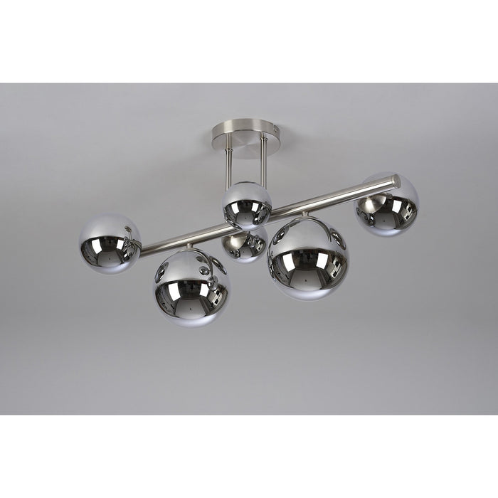 Nelson Lighting NL9062/CH9 Safady 6 Light Ceiling Light Satin Nickel Chrome Plated