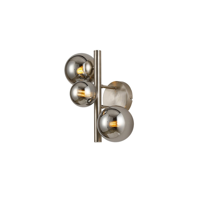 Nelson Lighting NL9063/CH9 Safady 3 Light Wall Light Satin Nickel Chrome Plated