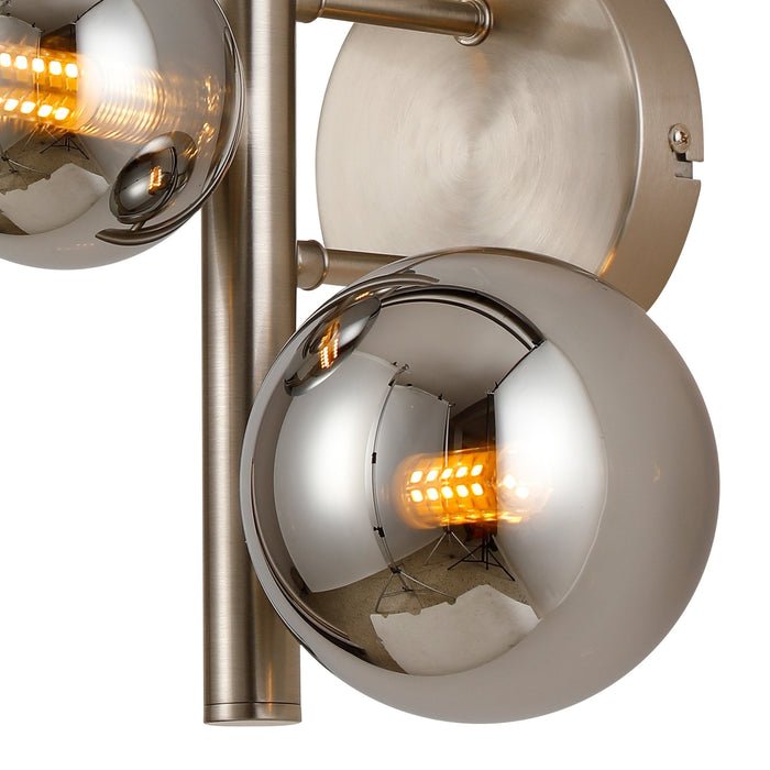 Nelson Lighting NL9063/CH9 Safady 3 Light Wall Light Satin Nickel Chrome Plated