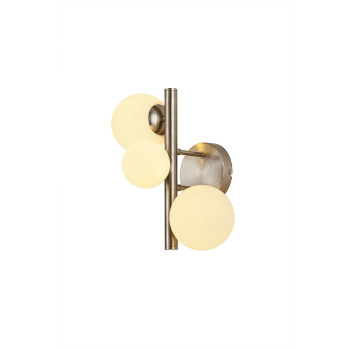 Nelson Lighting NL9063/OP9 Safady 3 Light Wall Light Satin Nickel Opal