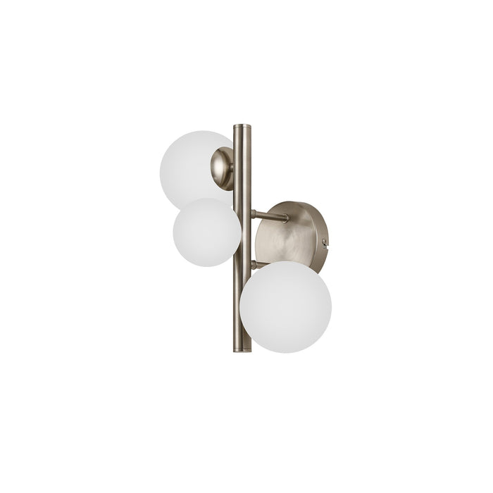 Nelson Lighting NL9063/OP9 Safady 3 Light Wall Light Satin Nickel Opal