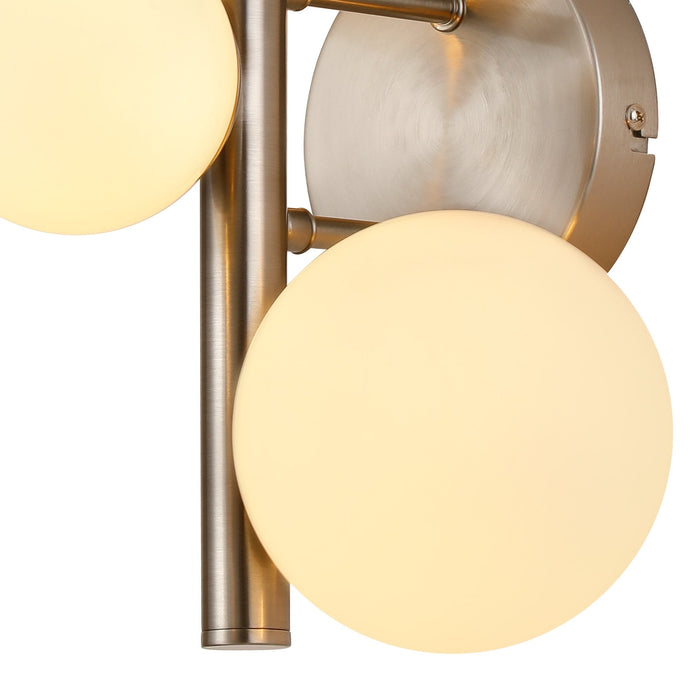 Nelson Lighting NL9063/OP9 Safady 3 Light Wall Light Satin Nickel Opal