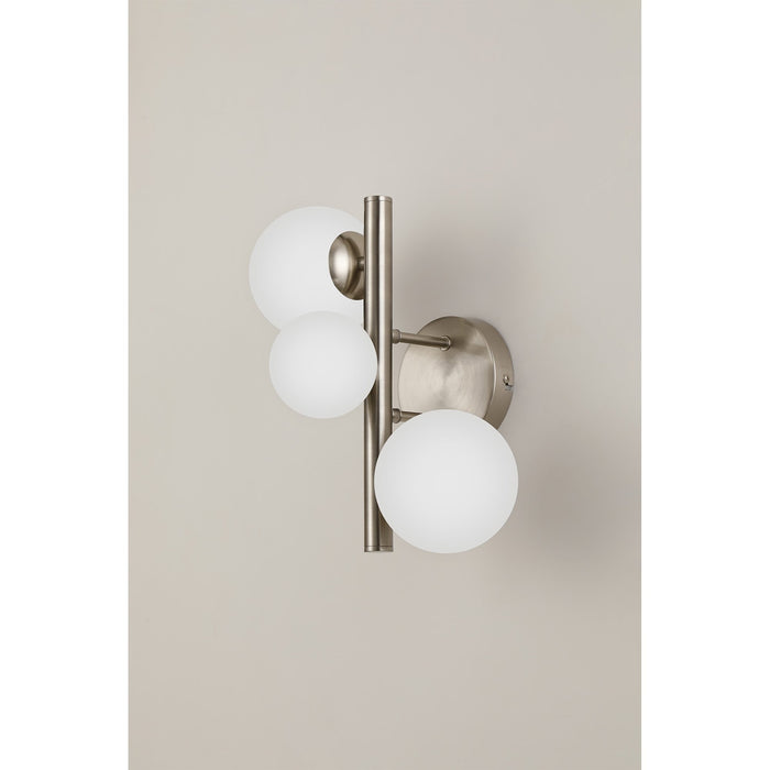 Nelson Lighting NL9063/OP9 Safady 3 Light Wall Light Satin Nickel Opal