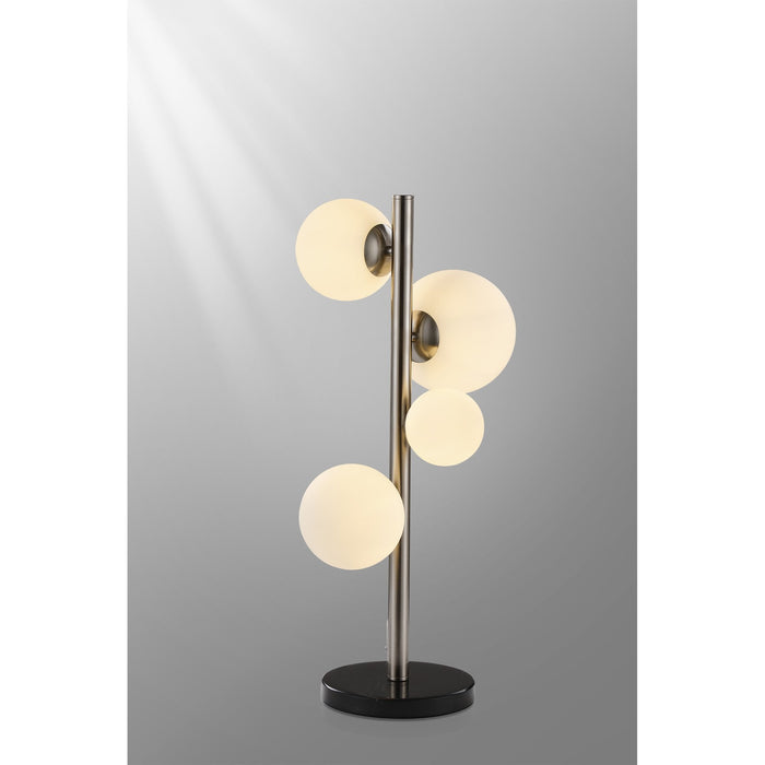 Nelson Lighting NL9065/OP9 Safady 4 Light Table Lamp Satin Nickel Opal