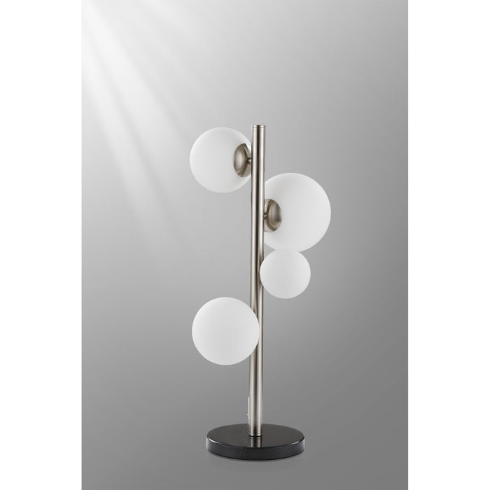 Nelson Lighting NL9065/OP9 Safady 4 Light Table Lamp Satin Nickel Opal