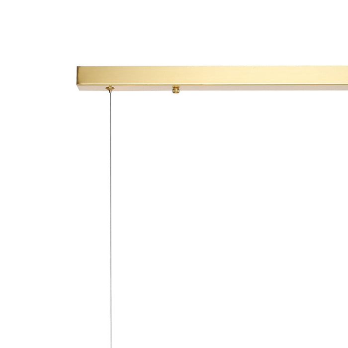 Nelson Lighting NL9319/AM9 Safady 9 Light Linear Pendant Satin Gold Amber Plated