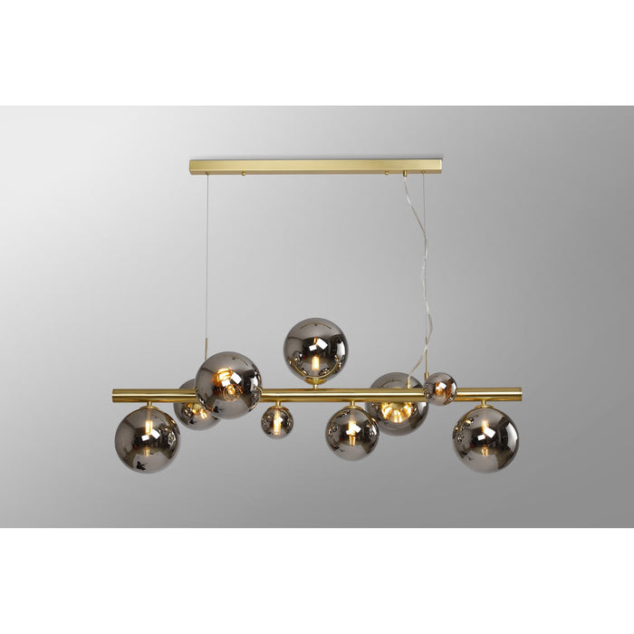 Nelson Lighting NL9319/CH9 Safady 9 Light Linear Pendant Satin Gold Chrome Plated