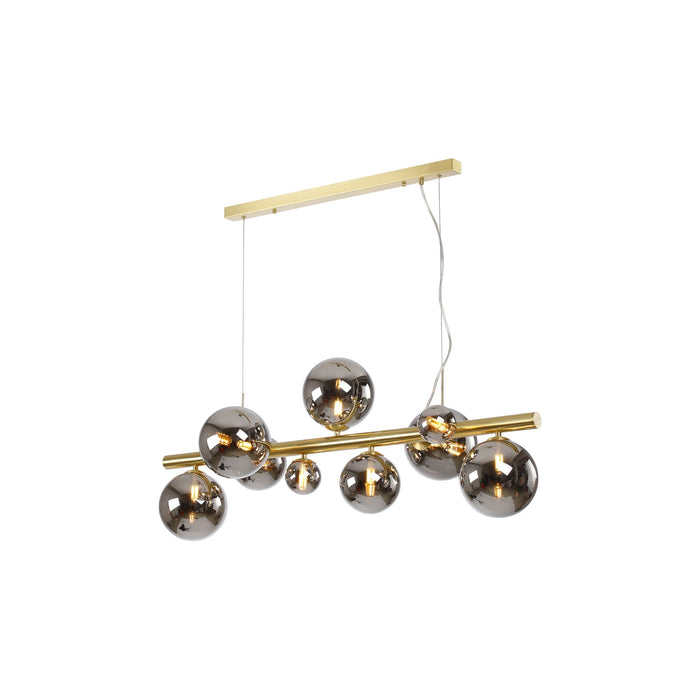 Nelson Lighting NL9319/CH9 Safady 9 Light Linear Pendant Satin Gold Chrome Plated