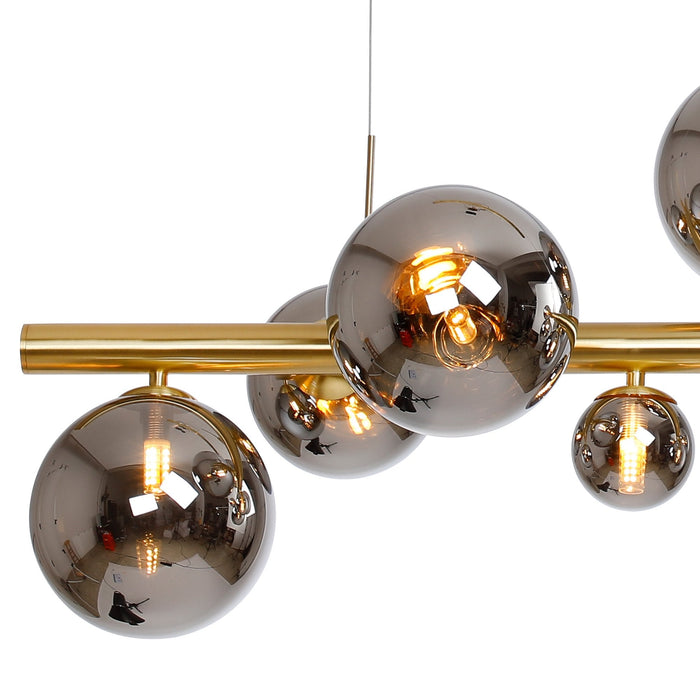 Nelson Lighting NL9319/CH9 Safady 9 Light Linear Pendant Satin Gold Chrome Plated