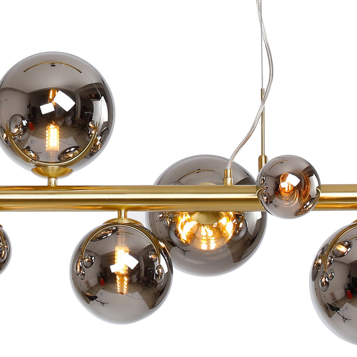 Nelson Lighting NL9319/CH9 Safady 9 Light Linear Pendant Satin Gold Chrome Plated