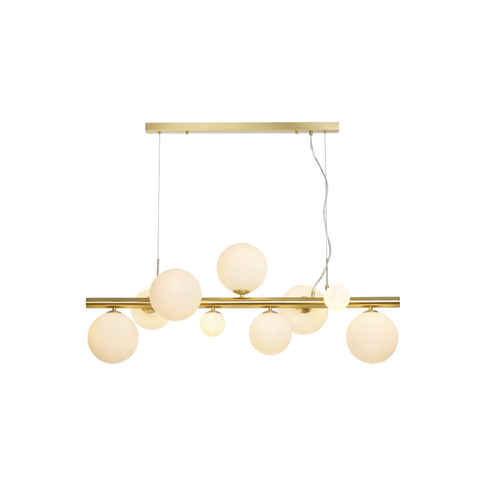 Nelson Lighting NL9319/OP9 Safady 9 Light Linear Pendant Satin Gold Opal