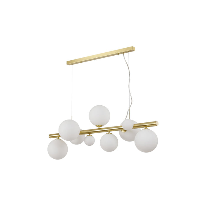 Nelson Lighting NL9319/OP9 Safady 9 Light Linear Pendant Satin Gold Opal