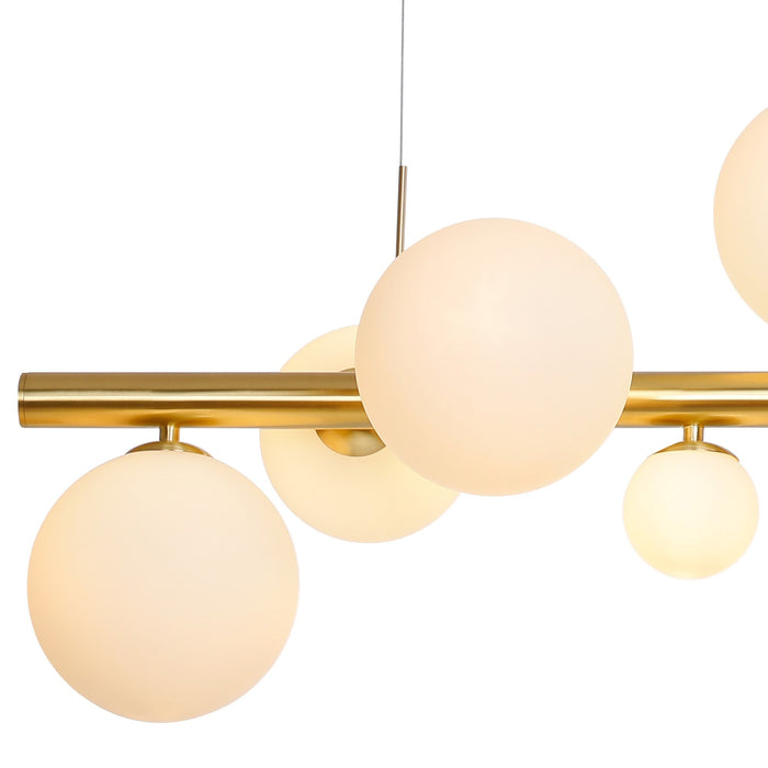 Nelson Lighting NL9319/OP9 Safady 9 Light Linear Pendant Satin Gold Opal