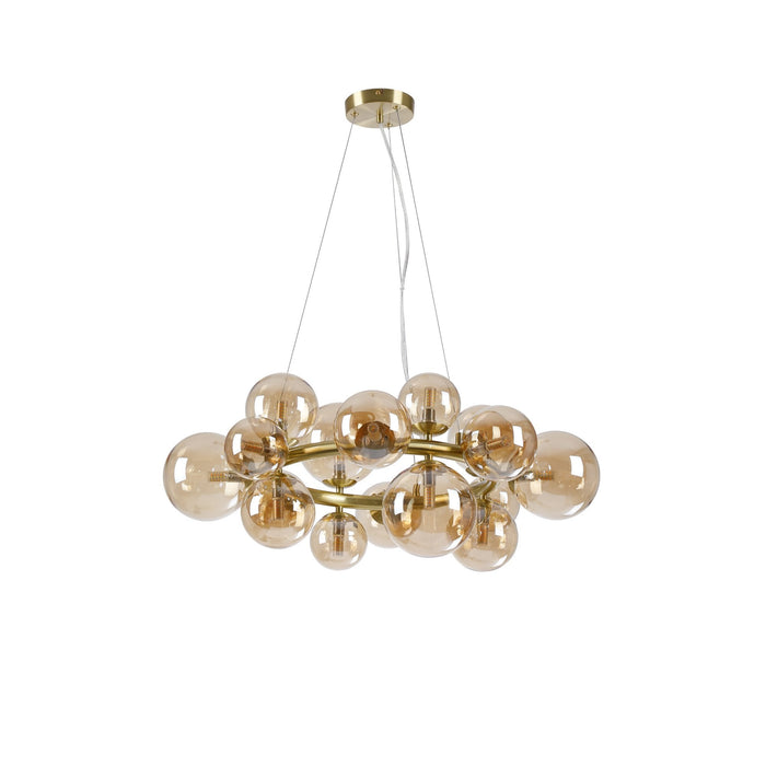 Nelson Lighting NL9320/AM9 Safady 16 Light Circular Pendant Satin Gold Amber Plated