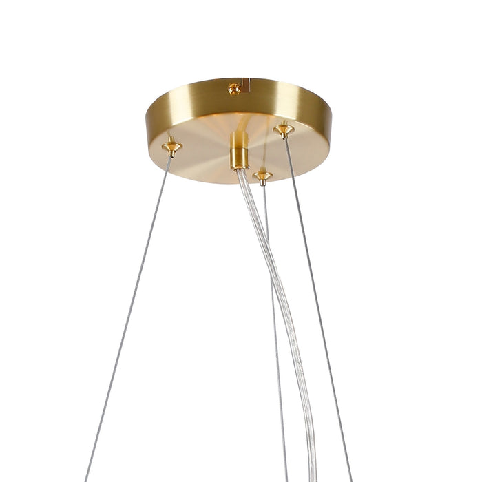 Nelson Lighting NL9320/AM9 Safady 16 Light Circular Pendant Satin Gold Amber Plated