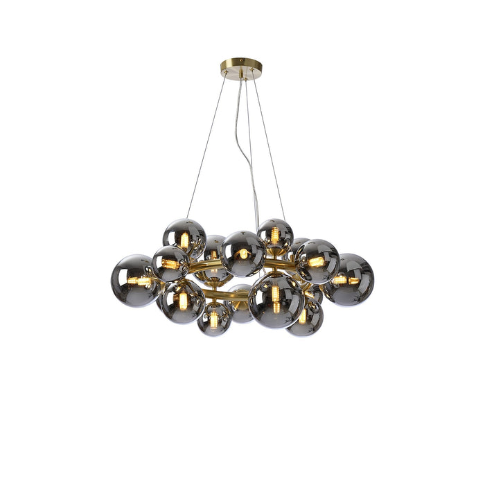 Nelson Lighting NL9320/CH9 Safady 16 Light Circular Pendant Satin Gold Chrome Plated