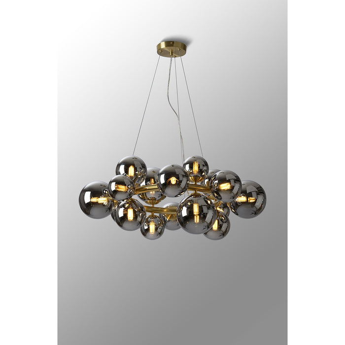 Nelson Lighting NL9320/CH9 Safady 16 Light Circular Pendant Satin Gold Chrome Plated