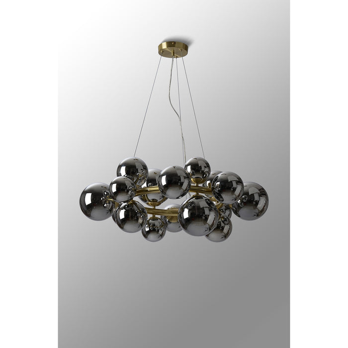 Nelson Lighting NL9320/CH9 Safady 16 Light Circular Pendant Satin Gold Chrome Plated