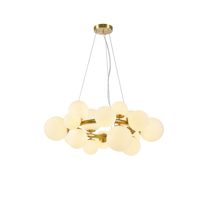 Nelson Lighting NL9320/OP9 Safady 16 Light Circular Pendant Satin Gold Opal