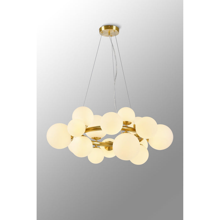 Nelson Lighting NL9320/OP9 Safady 16 Light Circular Pendant Satin Gold Opal