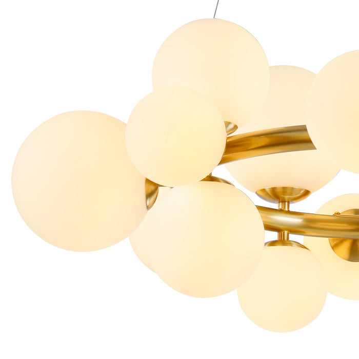 Nelson Lighting NL9320/OP9 Safady 16 Light Circular Pendant Satin Gold Opal