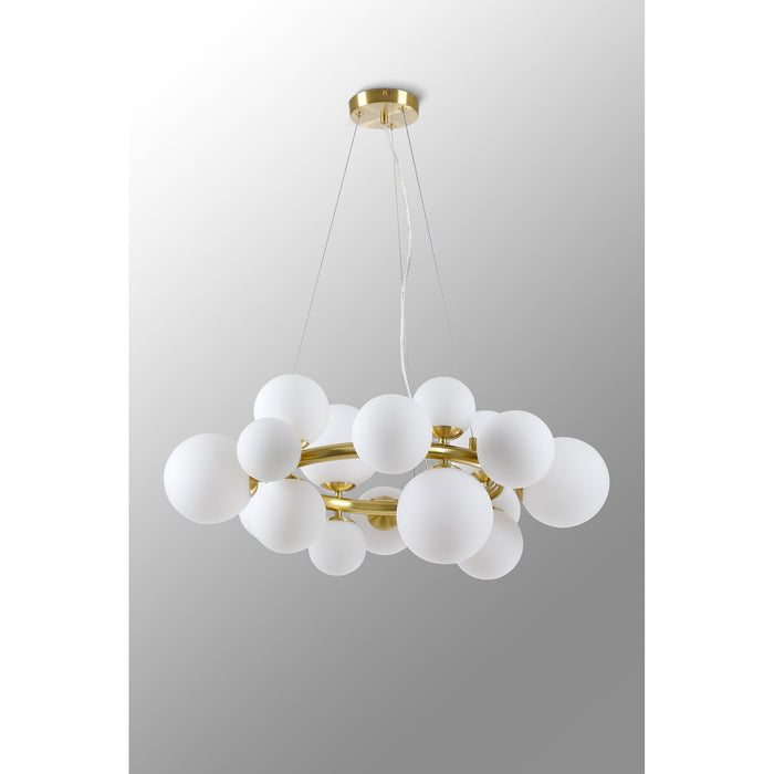 Nelson Lighting NL9320/OP9 Safady 16 Light Circular Pendant Satin Gold Opal