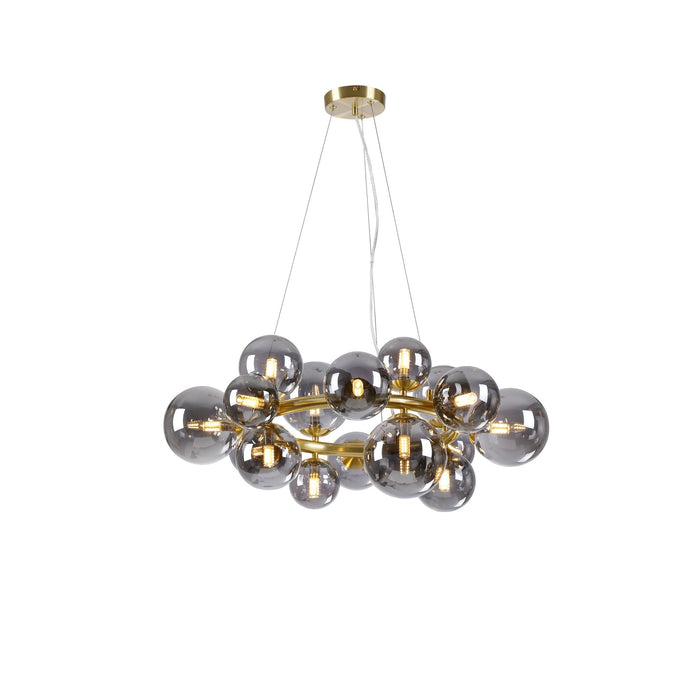 Nelson Lighting NL9320/SM9 Safady 16 Light Circular Pendant Satin Gold Smoke Plated