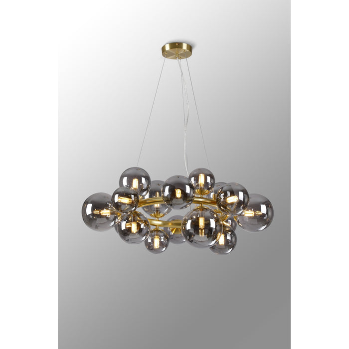 Nelson Lighting NL9320/SM9 Safady 16 Light Circular Pendant Satin Gold Smoke Plated