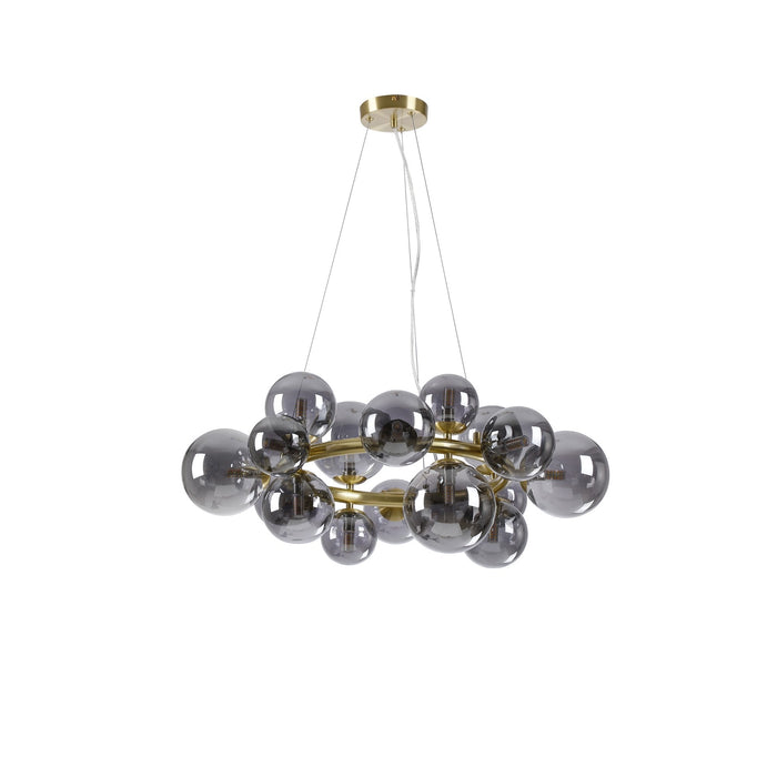 Nelson Lighting NL9320/SM9 Safady 16 Light Circular Pendant Satin Gold Smoke Plated